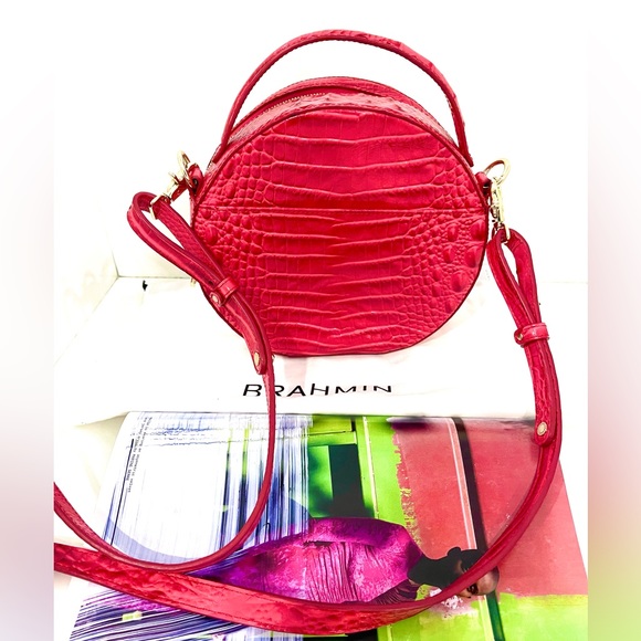 🔥HOST PICK🔥Brahmin Crocodile Embossed Hot Pink Leather “Melbourne” Bag - Picture 9 of 9